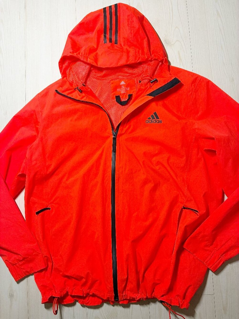 adidas Men's BSC 3-Stripes RAIN.RDY Jacket Solar Red Orange XL FI0572 Rare